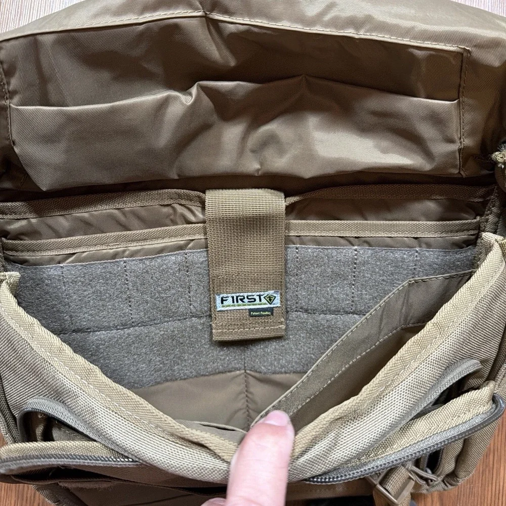 First Tactical Summit Side Satchel Military Messenger Bag Beige Brown Nylon